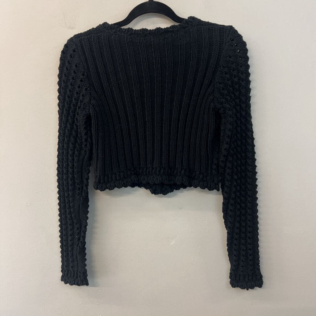 Charlotte Tarantola Black Knit Cropped Cardigan Sweater Small