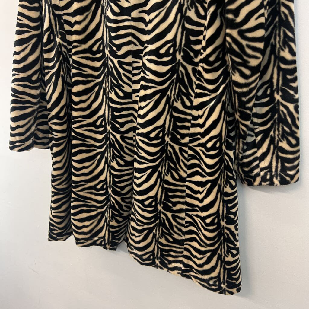 Betsey Johnson Beige/ Black Fuzzy Animal Print Long Jacket Small