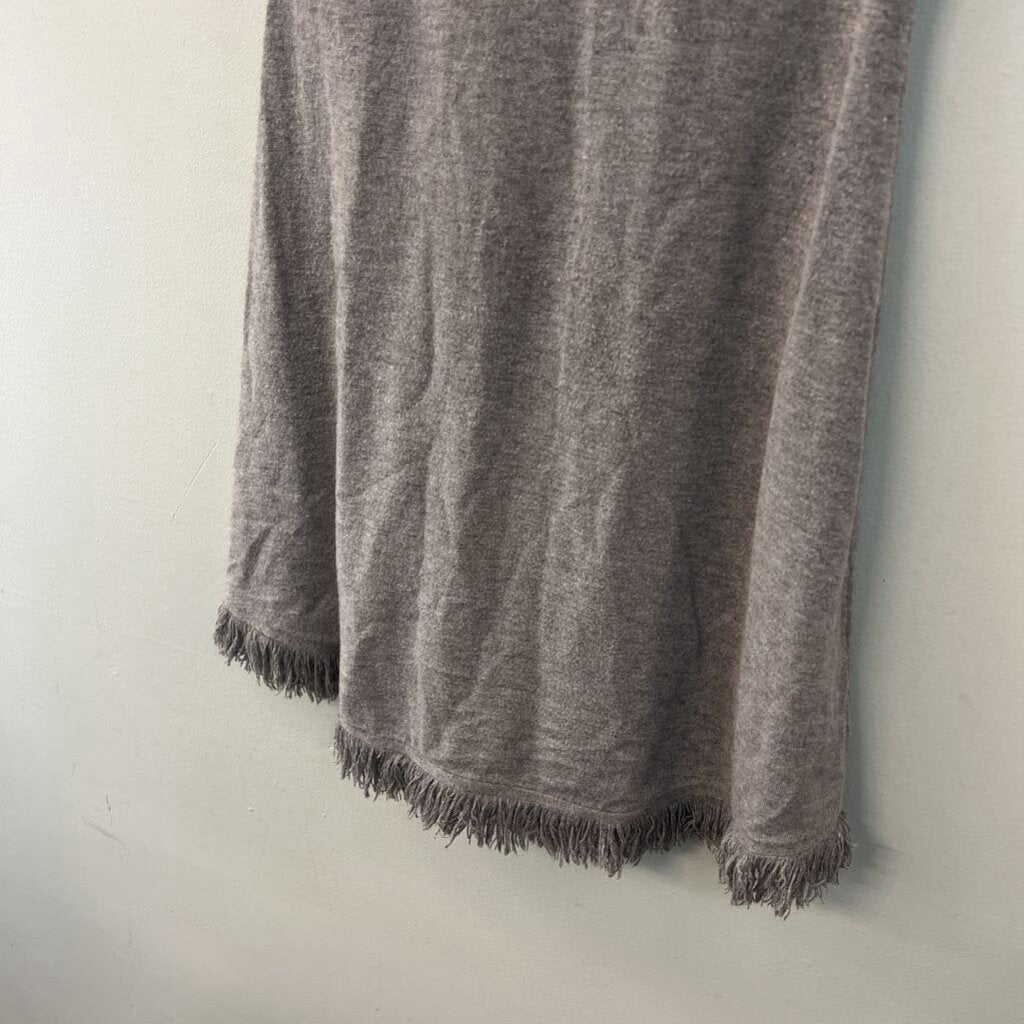 THML Grey Fringe Edge Short Sleeve Sweater Dress Small