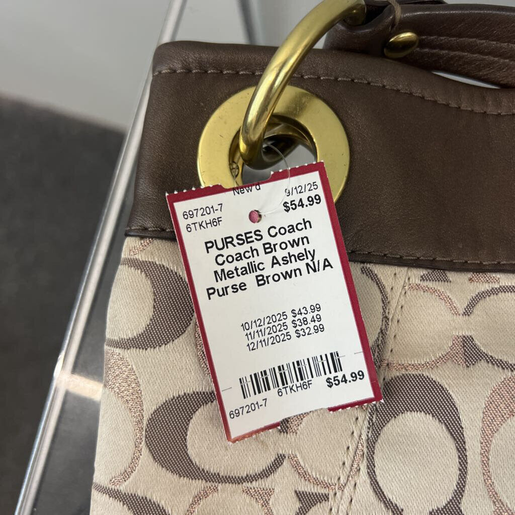 Coach Brown Metallic Ashely Purse