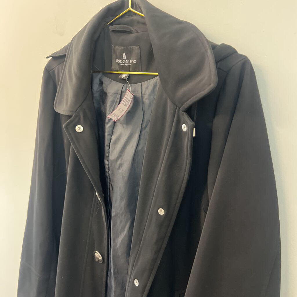 London Fog Black Long Jacket Large
