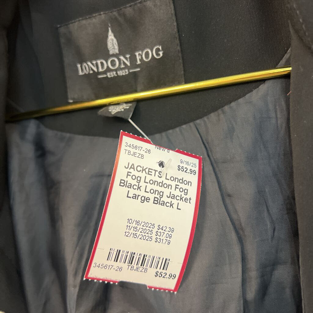 London Fog Black Long Jacket Large
