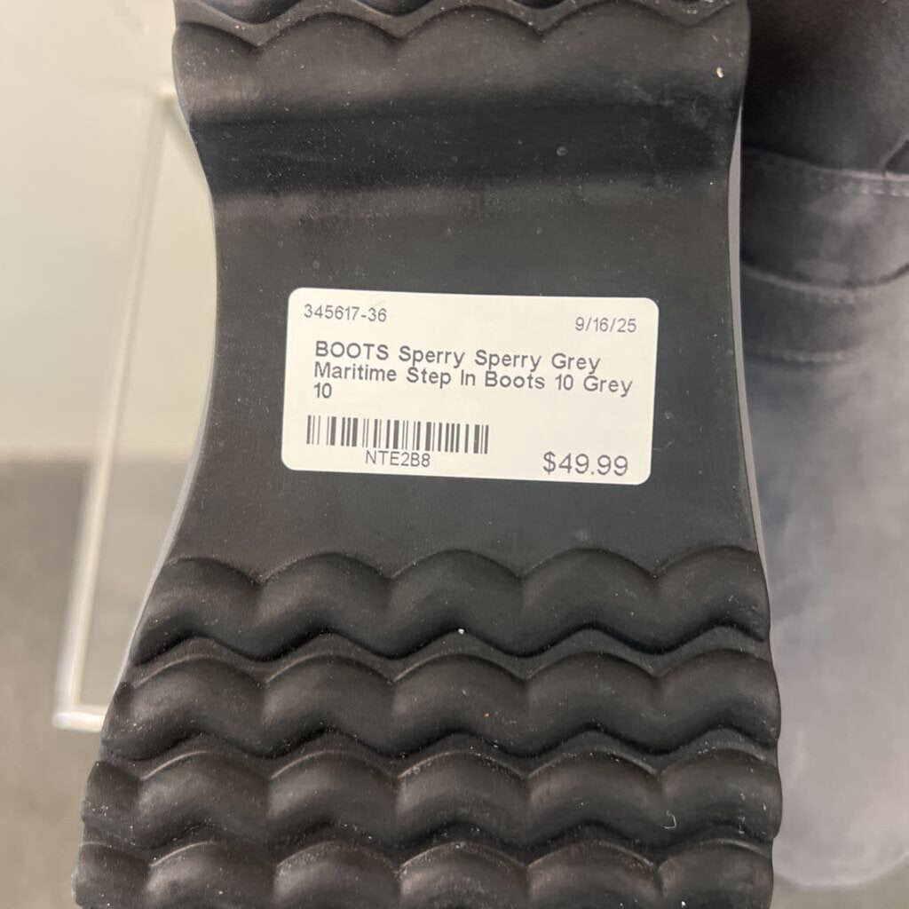Sperry Grey Maritime Step In Boots 10