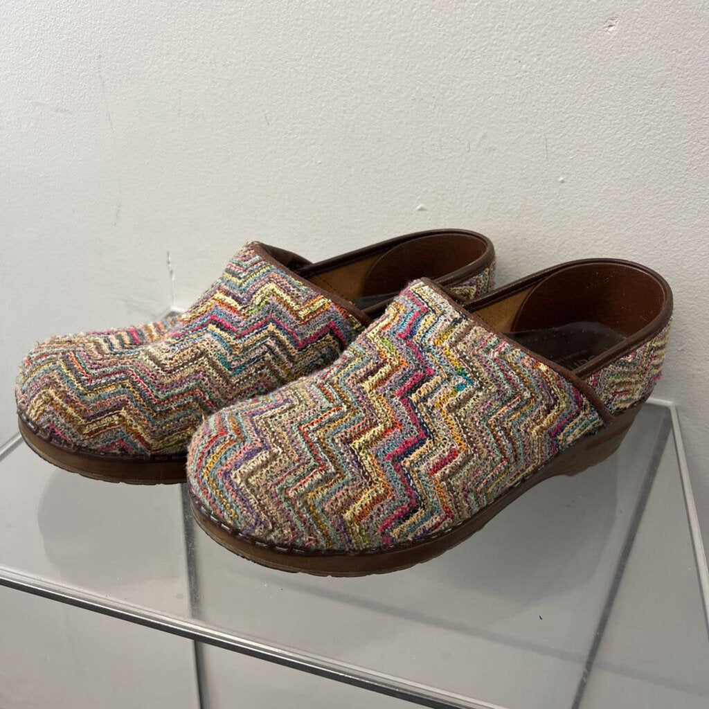 Sanita Multi Color Slip On Knit Danish Clogs 39