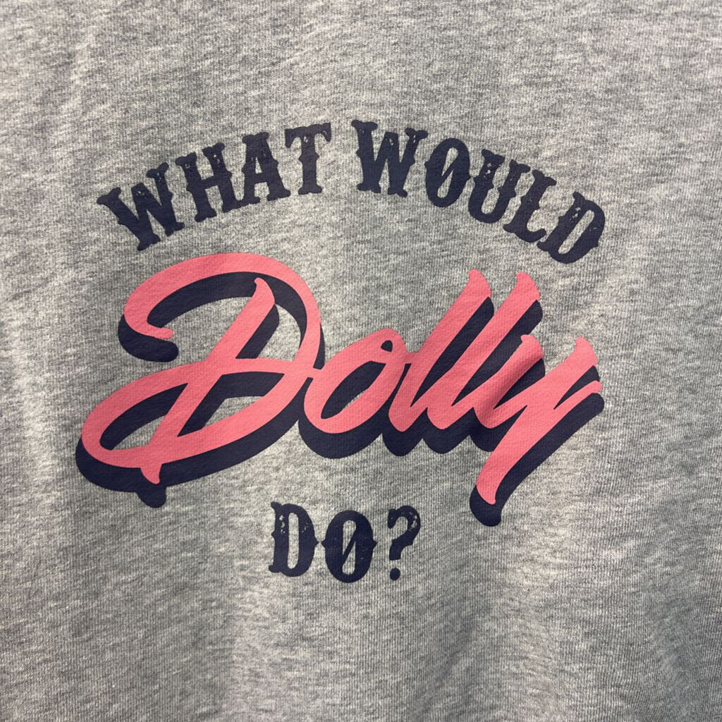 Draper James Grey What Would Dolly Do Long Sleeve Pullover Top Medium