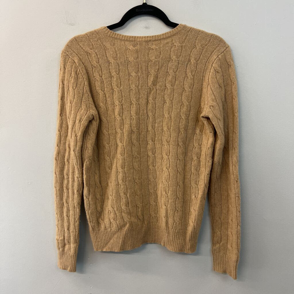 Ralph Lauren Brown Cable Knit V Neck Sweater Top Small