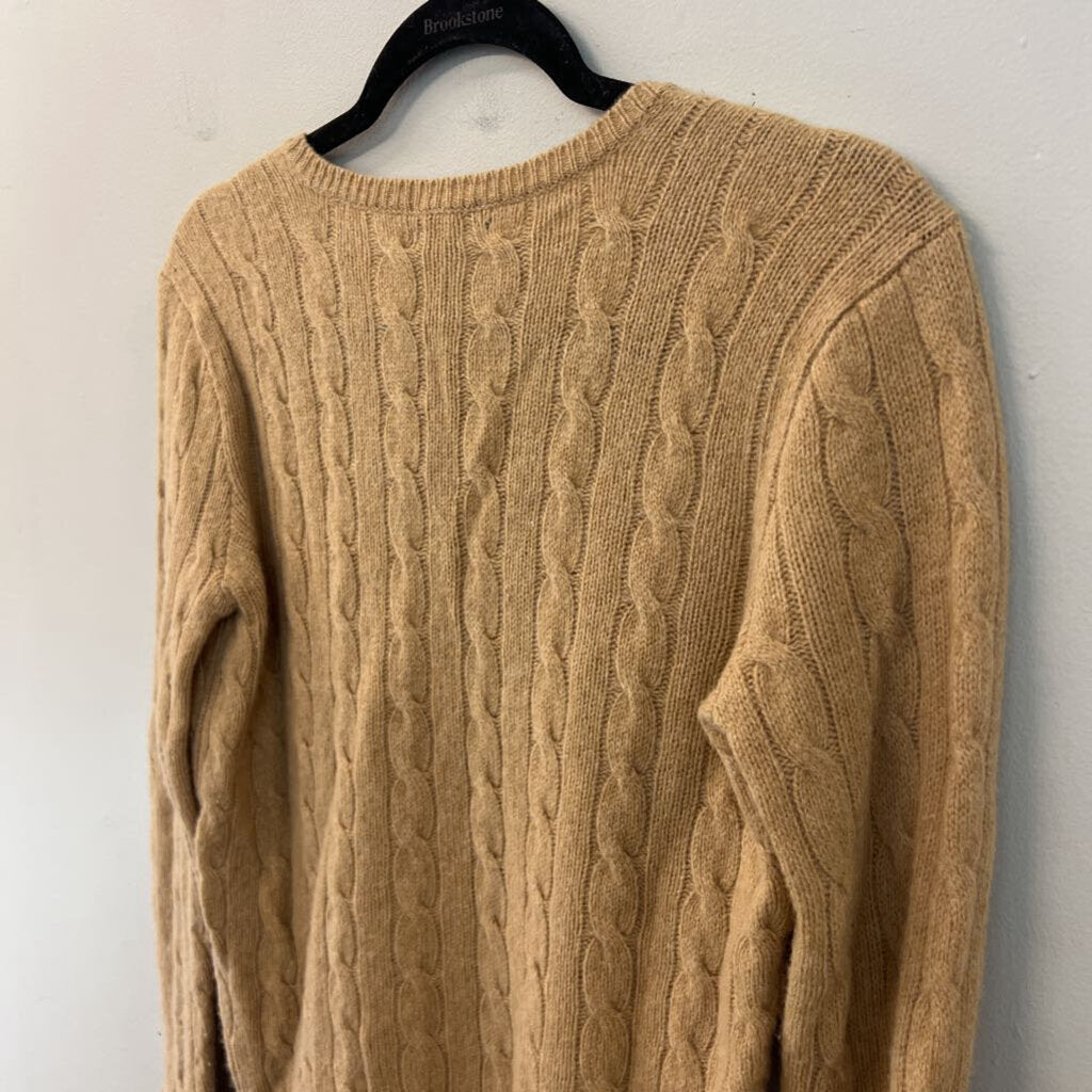 Ralph Lauren Brown Cable Knit V Neck Sweater Top Small