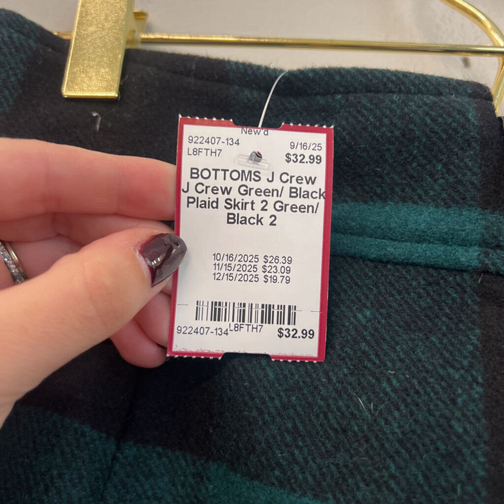 J Crew Green/ Black Plaid Skirt 2