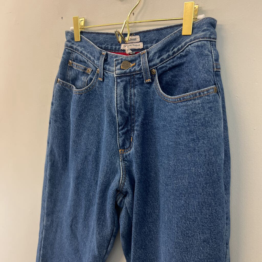 LL Bean Dark Wash Fleece Lined Original Relaxed Fit Jeans 6 Petite
