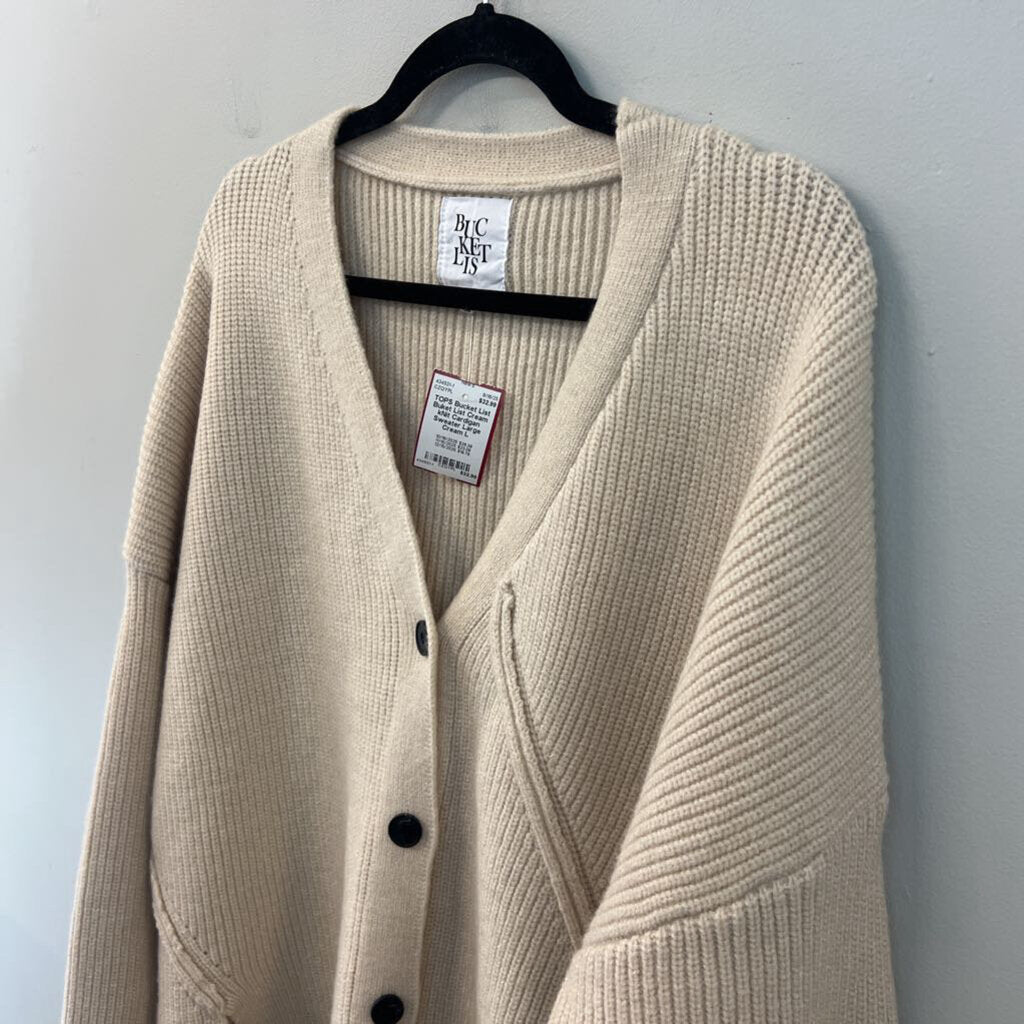 Buket List Cream kNit Cardigan Sweater Large