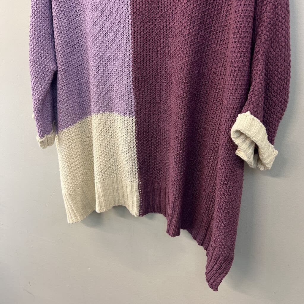 Adora Purple Color Block Knit Slouchy Sweater Small/ Medium