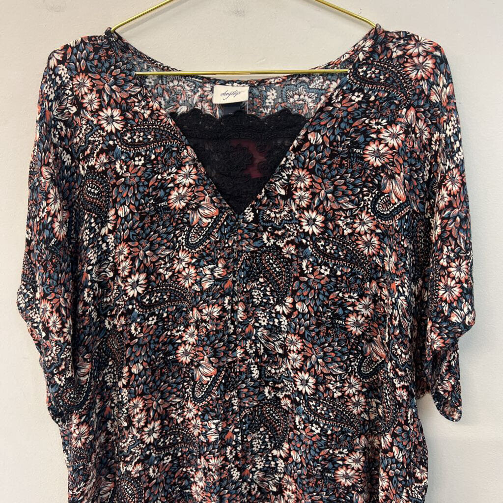 Day Trip Black/ Multi Print Long Sleeve Top Extra Large