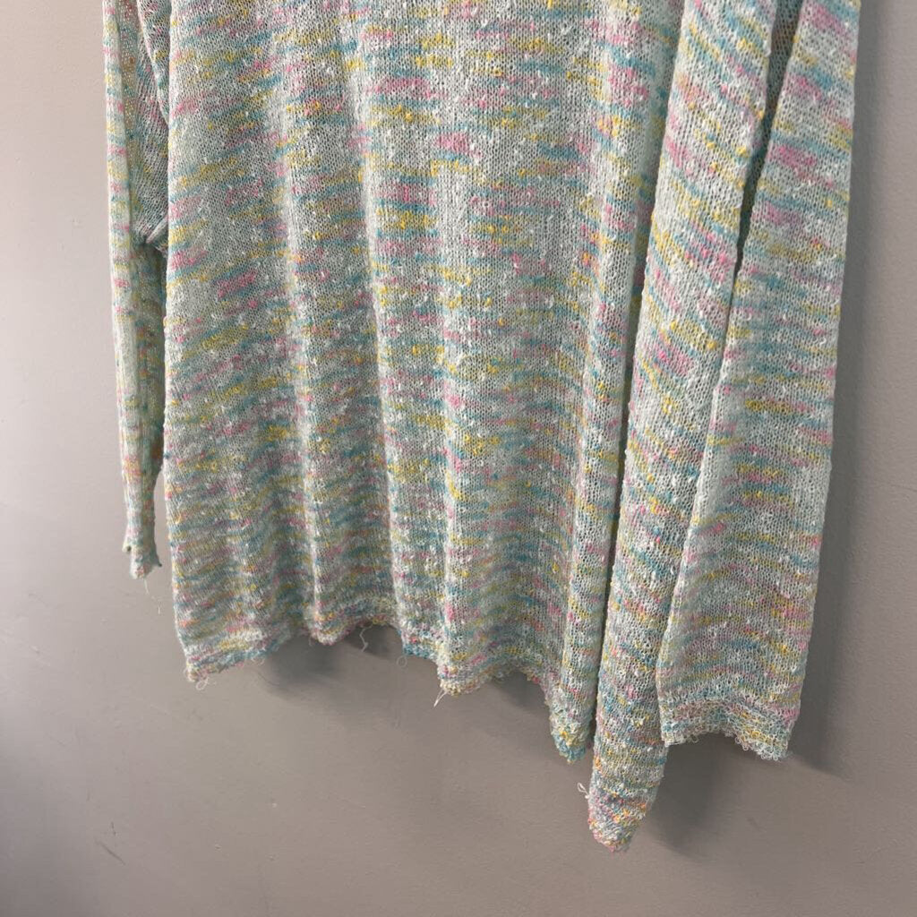 Easel Pastel Blue/ Multi Knit Long Sleeve Sweater Top Large