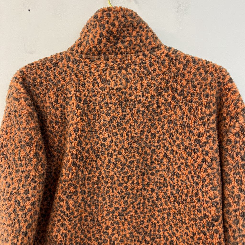 Billa Bong Brown Cheetah Print Sherpa Pullover Extra Small