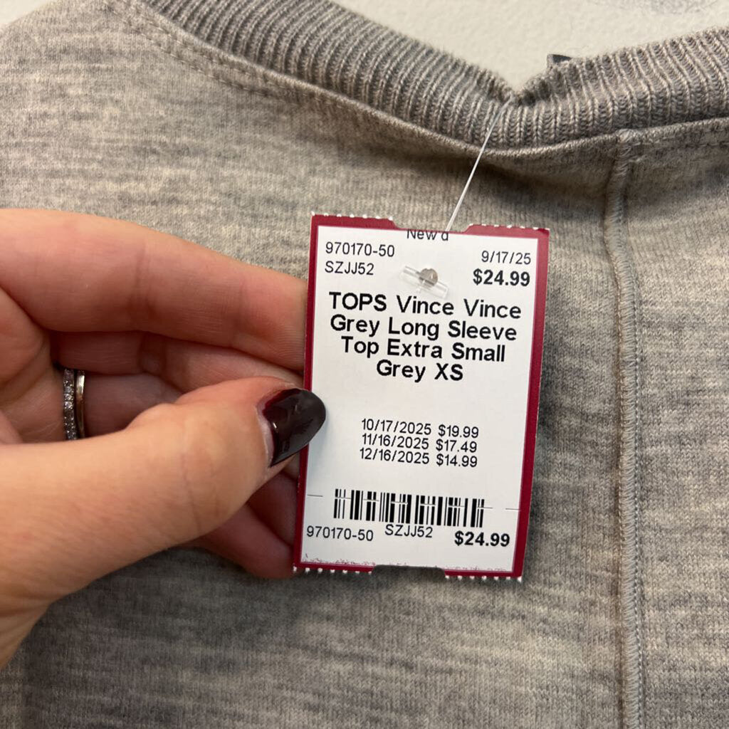 Vince Grey Long Sleeve Top Extra Small