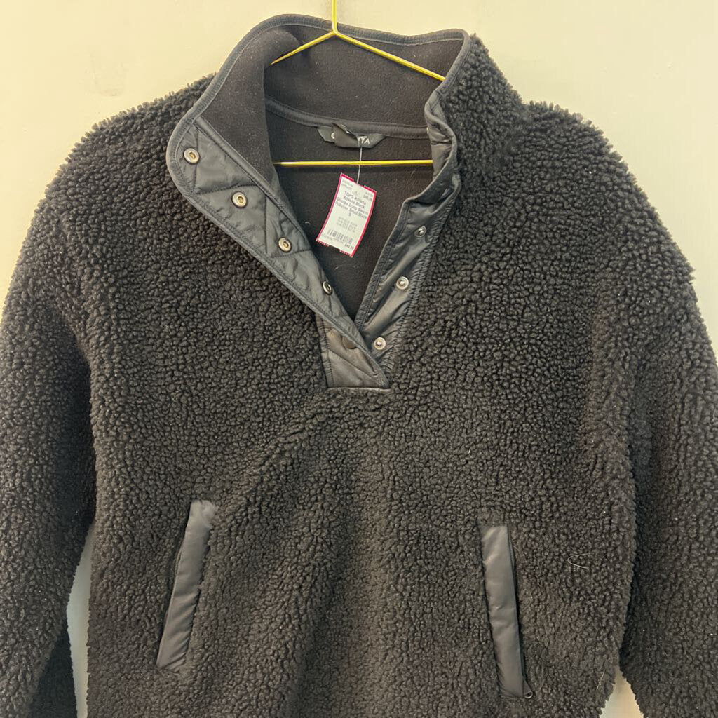 Athleta Black Sherpa Long Sleeve Pullover Small