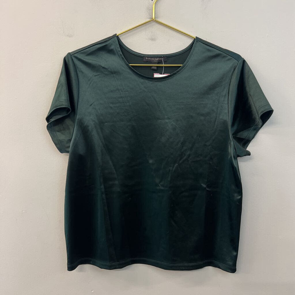 Banana Republic Green Silky Short Sleeve Top Small