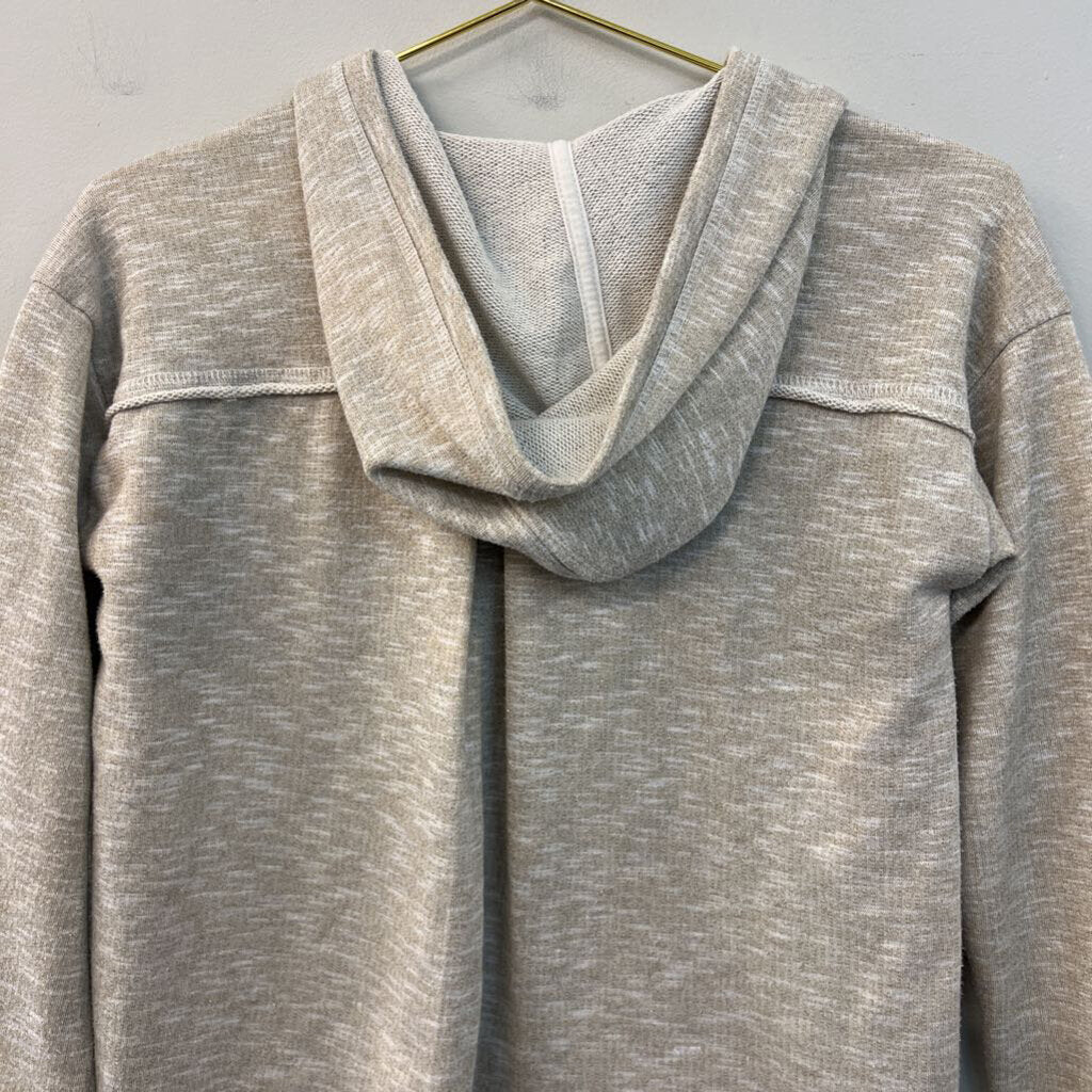 Lucky Brand Beige/ Gold Thread Star Detail Cropped Hooded Pullover Large