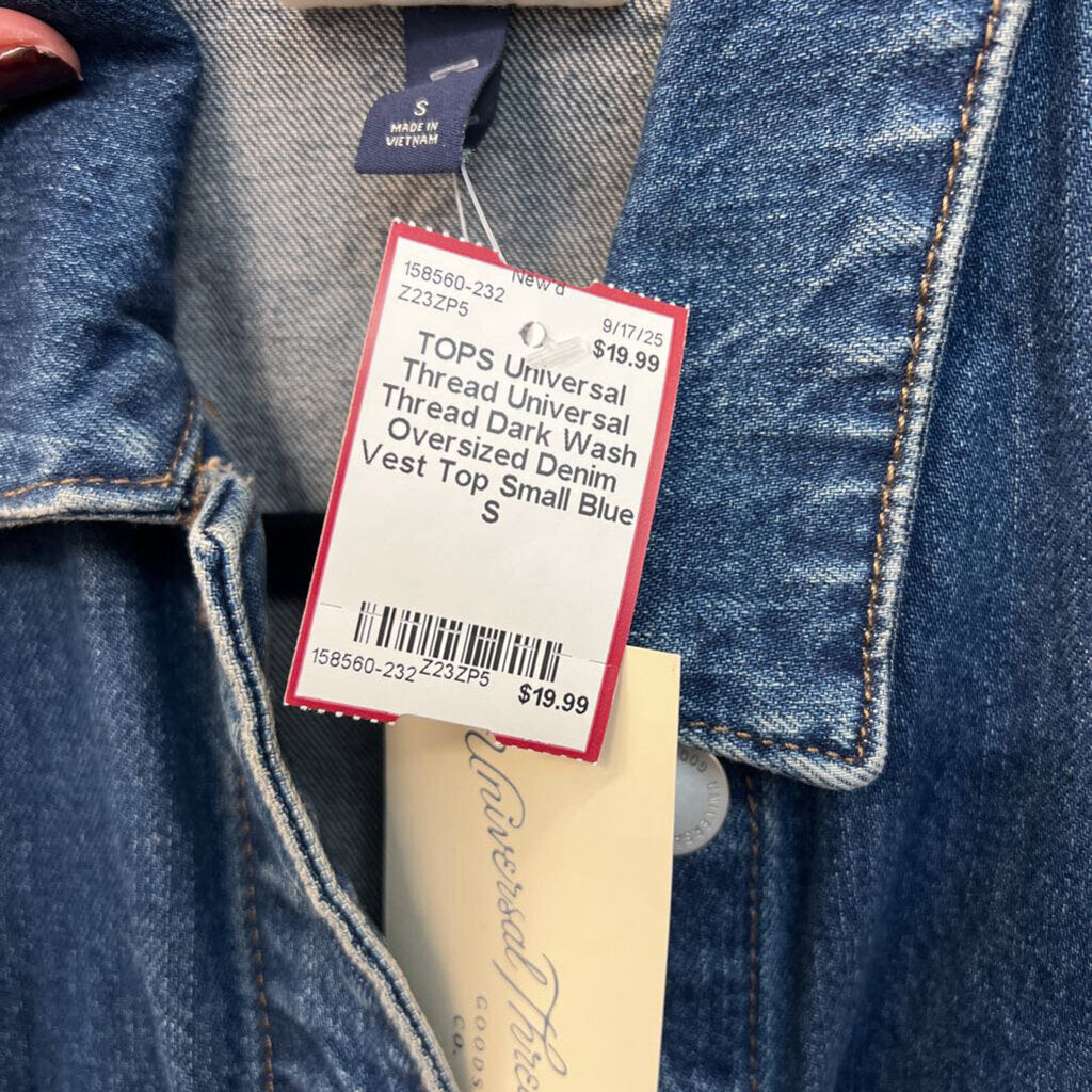 Universal Thread Dark Wash Oversized Denim Vest Top Small