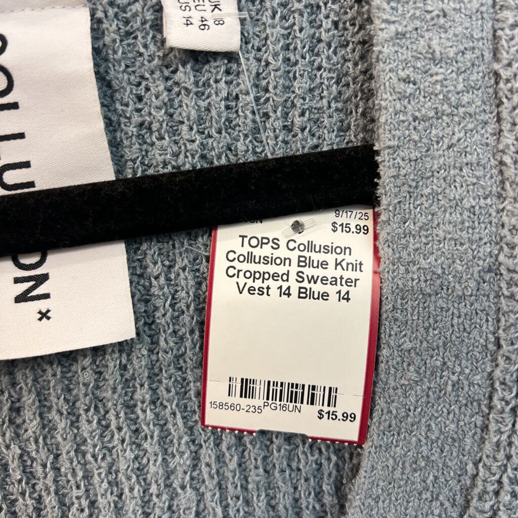 Collusion Blue Knit Cropped Sweater Vest 14