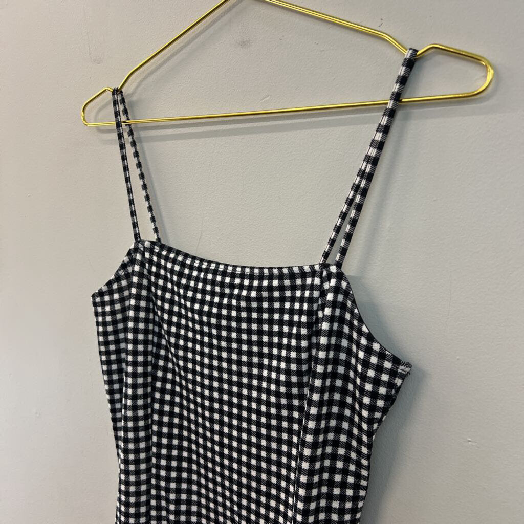 Divided Black/ White Gingham Midi Dress Medium