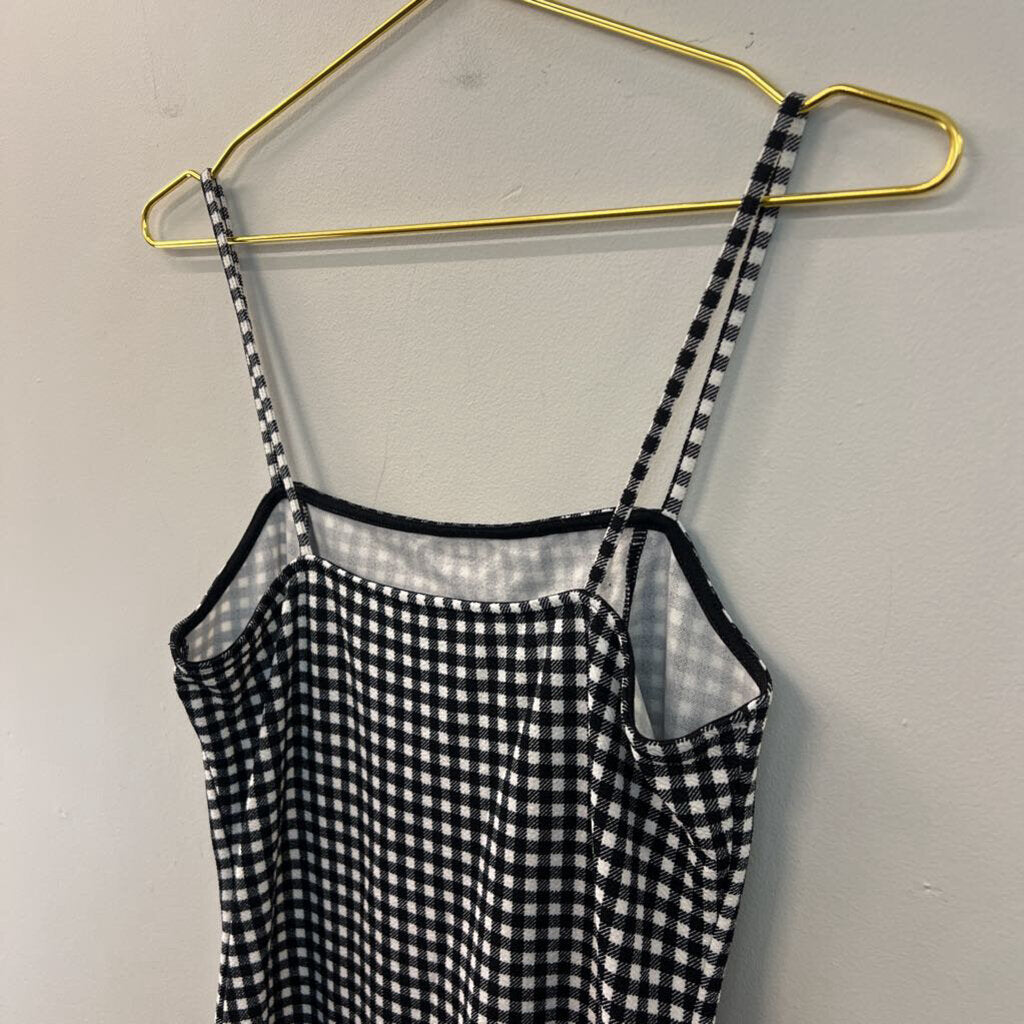 Divided Black/ White Gingham Midi Dress Medium