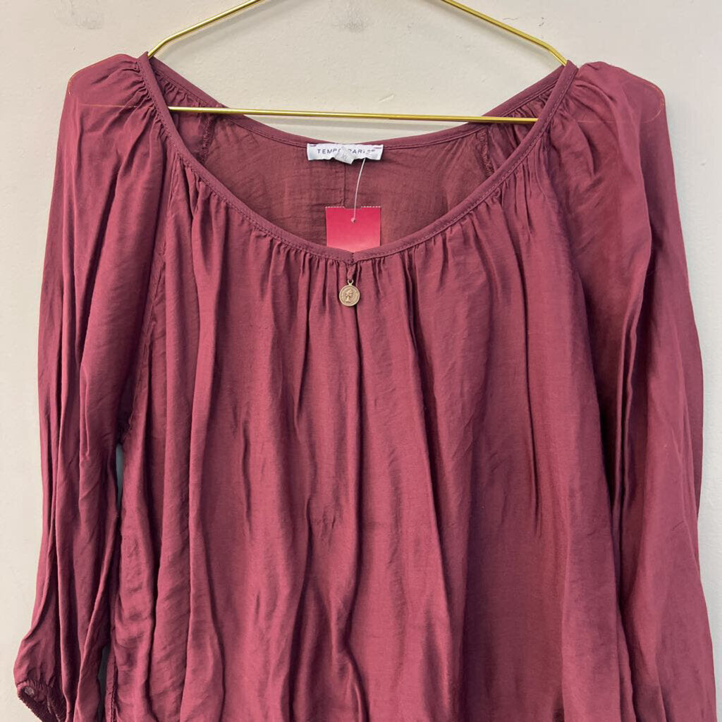 Tempo Paris Burgundy Long Sleeve Top Extra Large