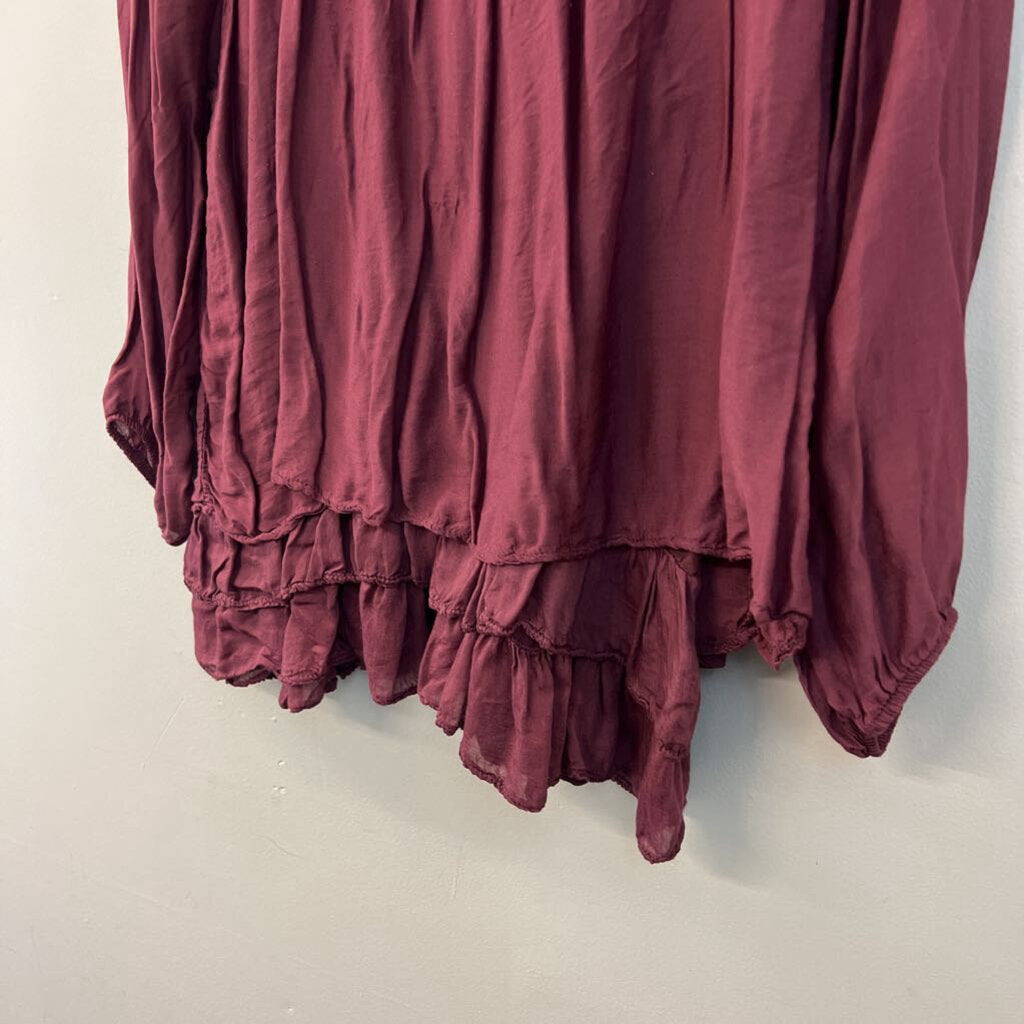 Tempo Paris Burgundy Long Sleeve Top Extra Large