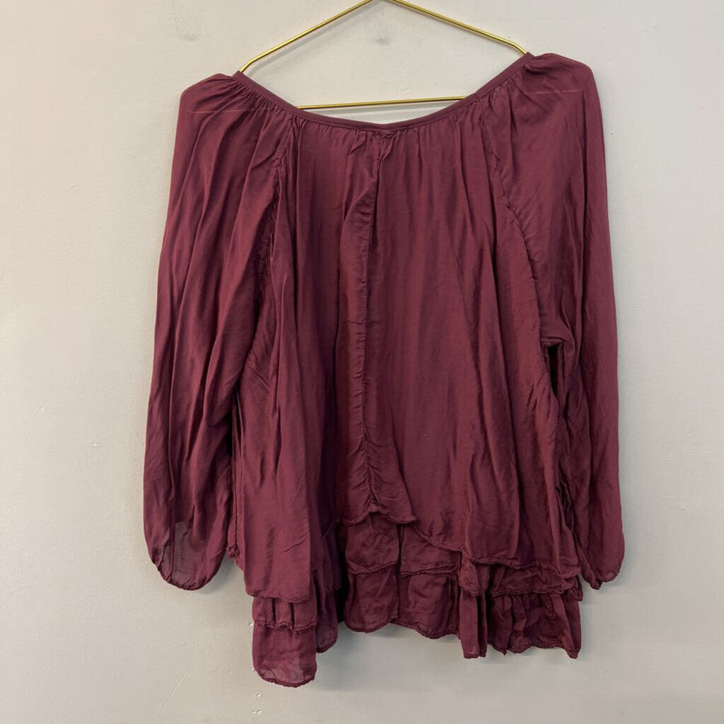 Tempo Paris Burgundy Long Sleeve Top Extra Large