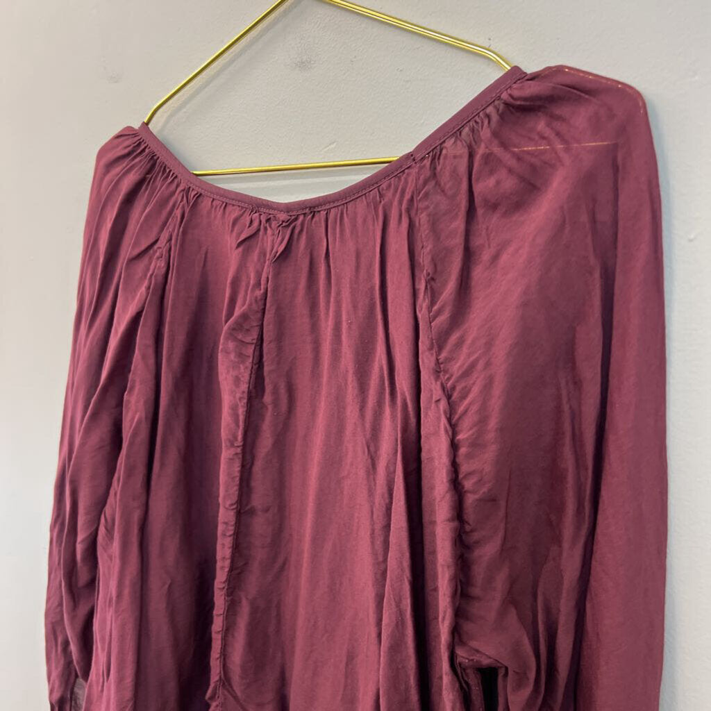 Tempo Paris Burgundy Long Sleeve Top Extra Large