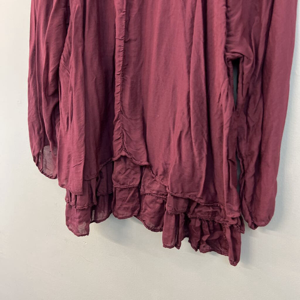 Tempo Paris Burgundy Long Sleeve Top Extra Large