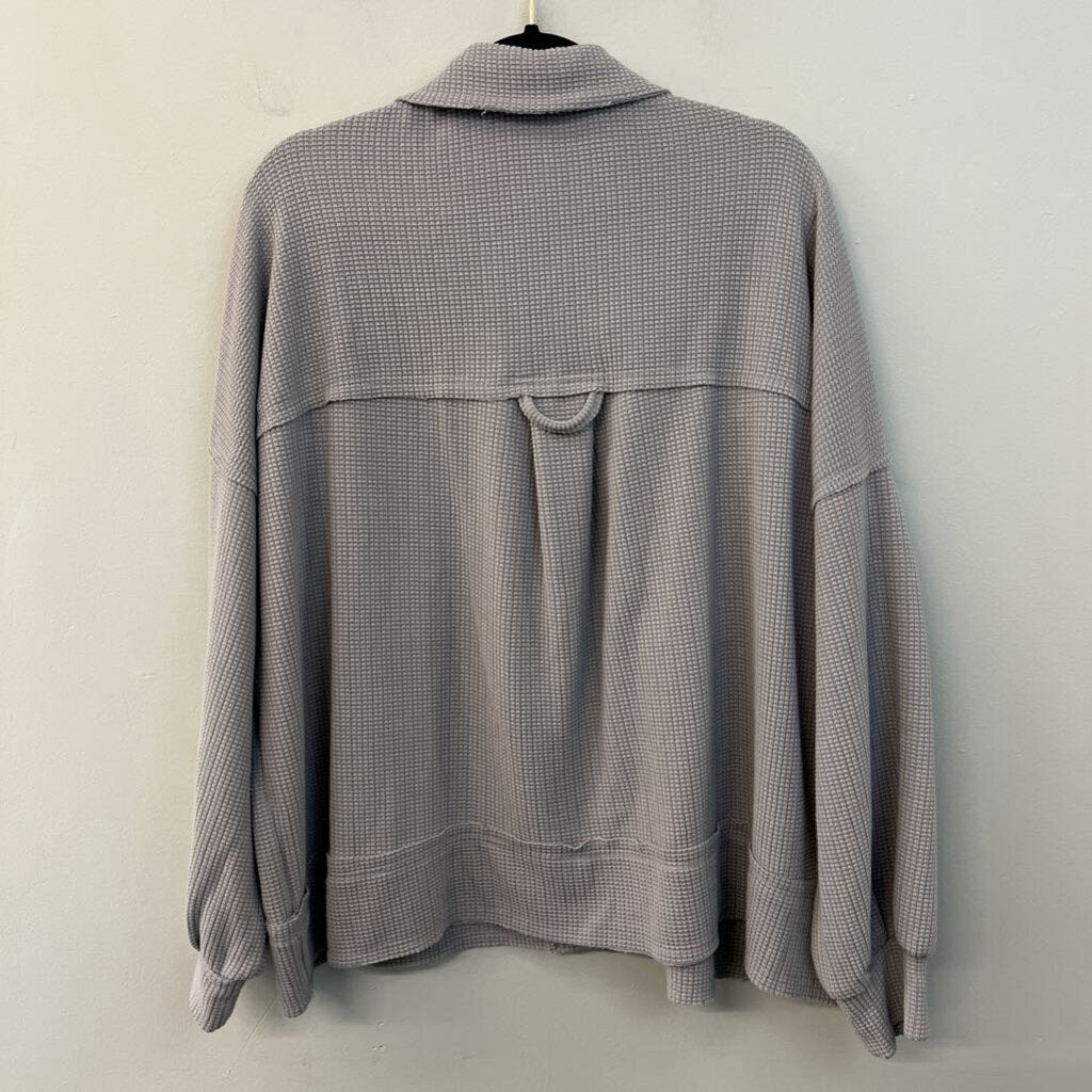 White Birch Grey Textured Long Sleeve Button Down Shacket Top Extra Large