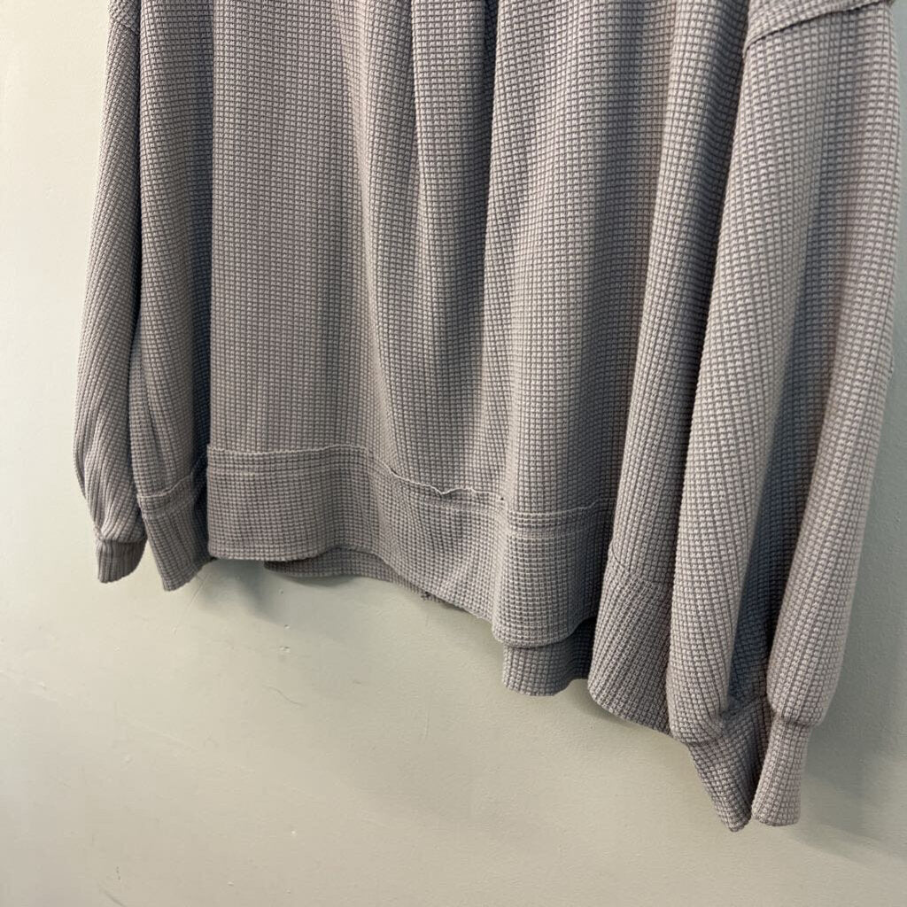 White Birch Grey Textured Long Sleeve Button Down Shacket Top Extra Large