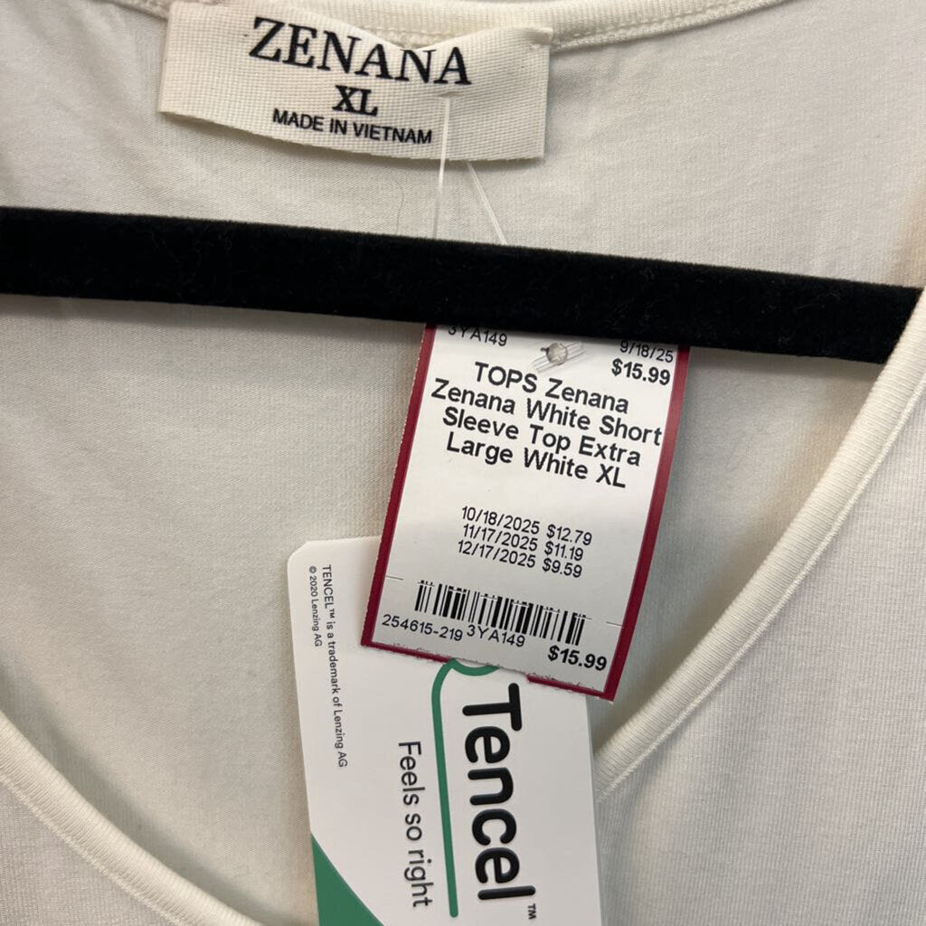 Zenana White Short Sleeve Top Extra Large