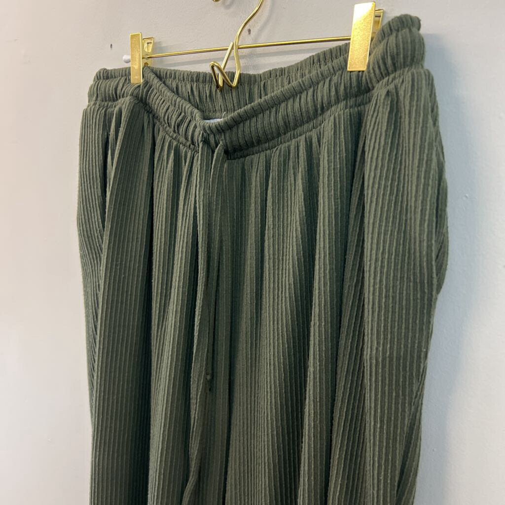 White Birch Green Textured Pull On Jogger Pants 2X