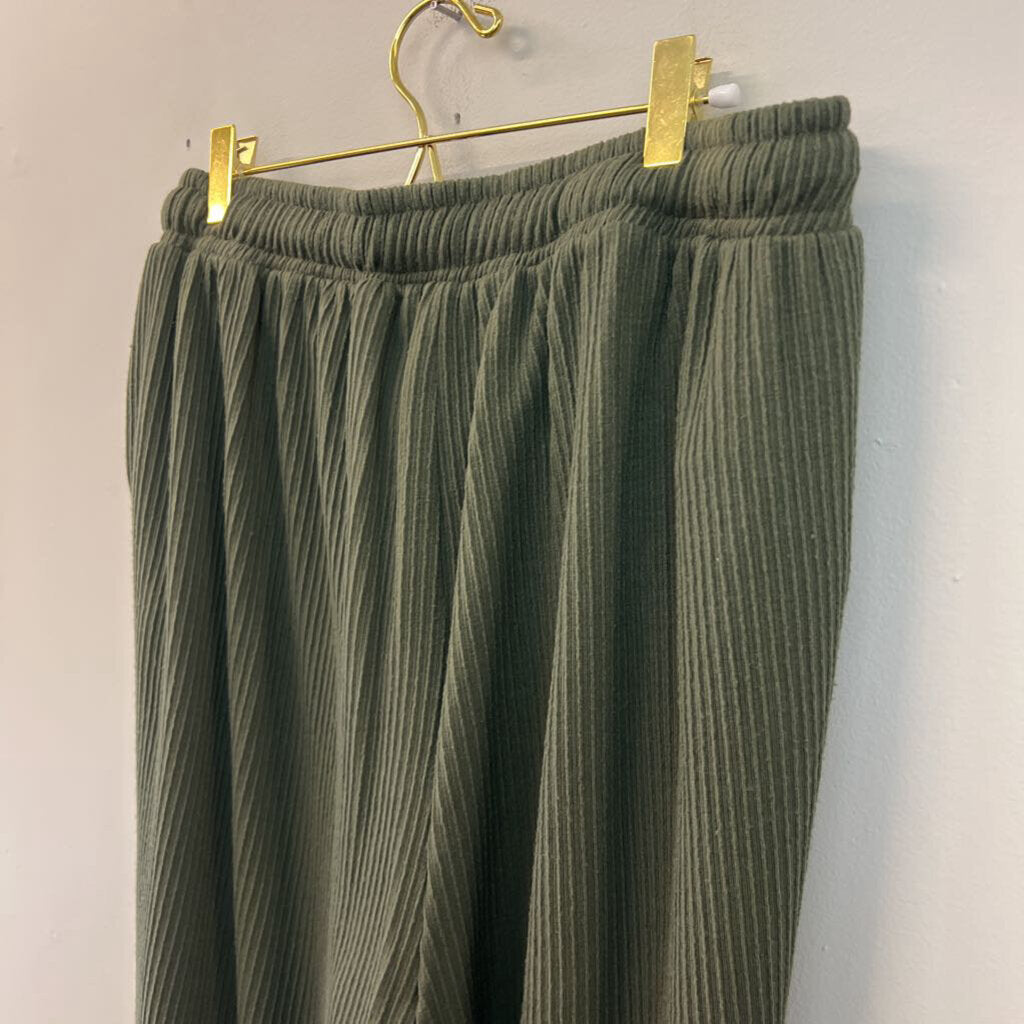 White Birch Green Textured Pull On Jogger Pants 2X