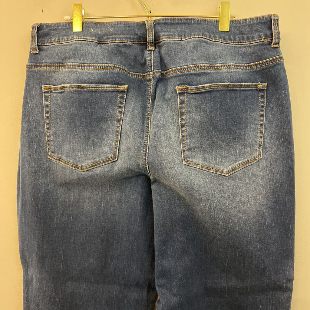Chicos Dark Wash Pearl Embellished Boyfriend Jeans 2.5R