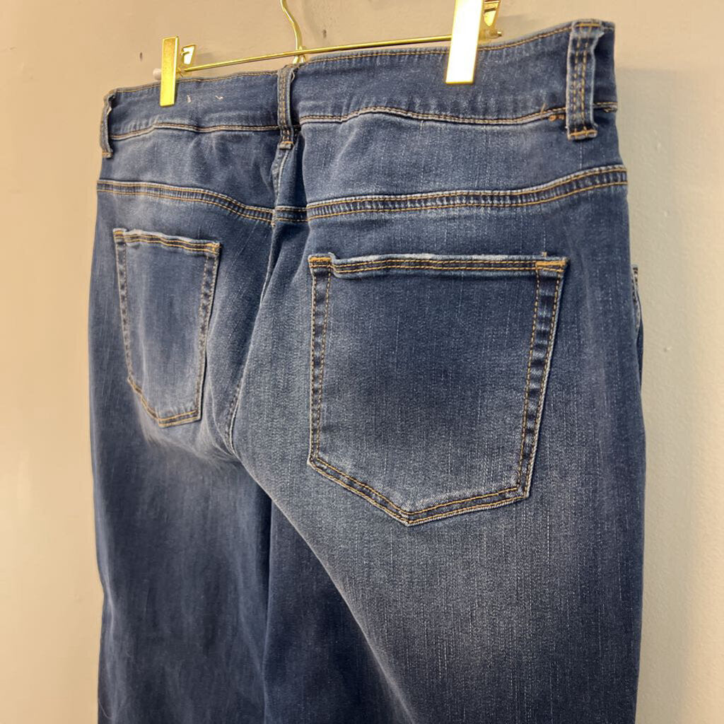 Chicos Dark Wash Pearl Embellished Boyfriend Jeans 2.5R