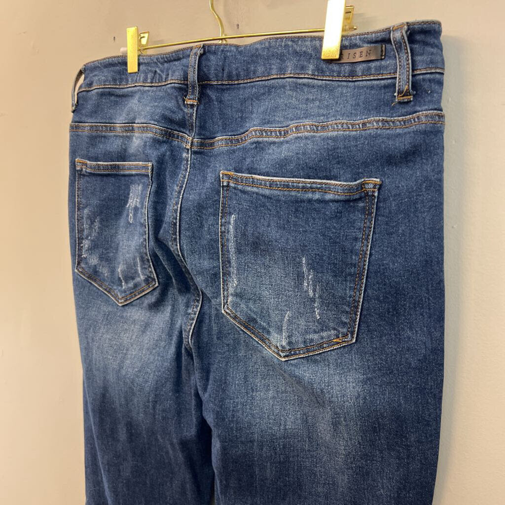 Risen Dark Wash Flare Leg Jeans 1XL