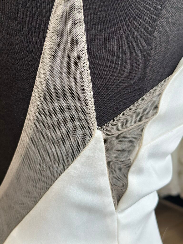 Mori Lee Ivory Fitted Crepe V Neck Bridal Gown 4