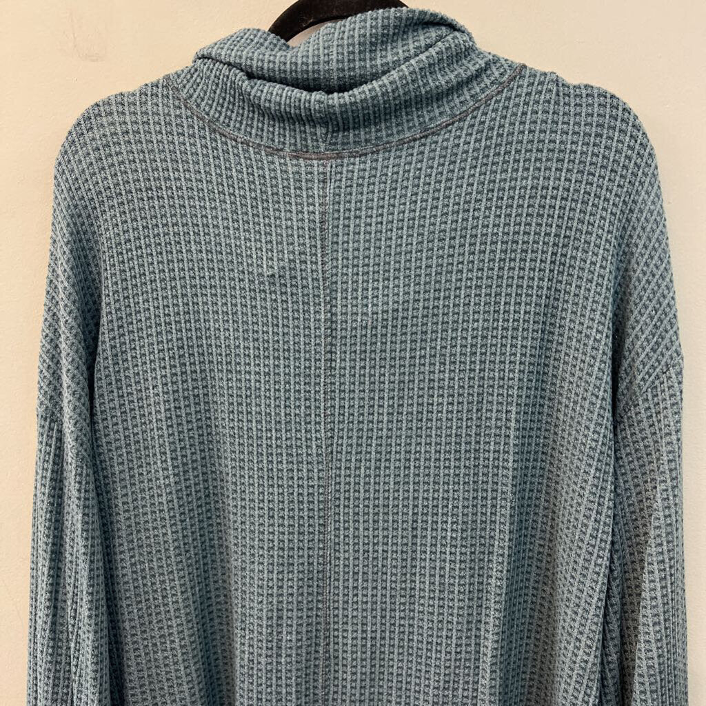 Andree Blue Knit Long Sleeve Turtleneck Top 1X