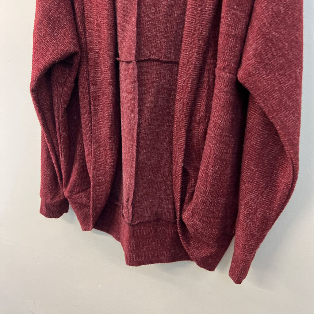 Style Rack Red Soft Open Front Long Sleeve Hooded Top Small