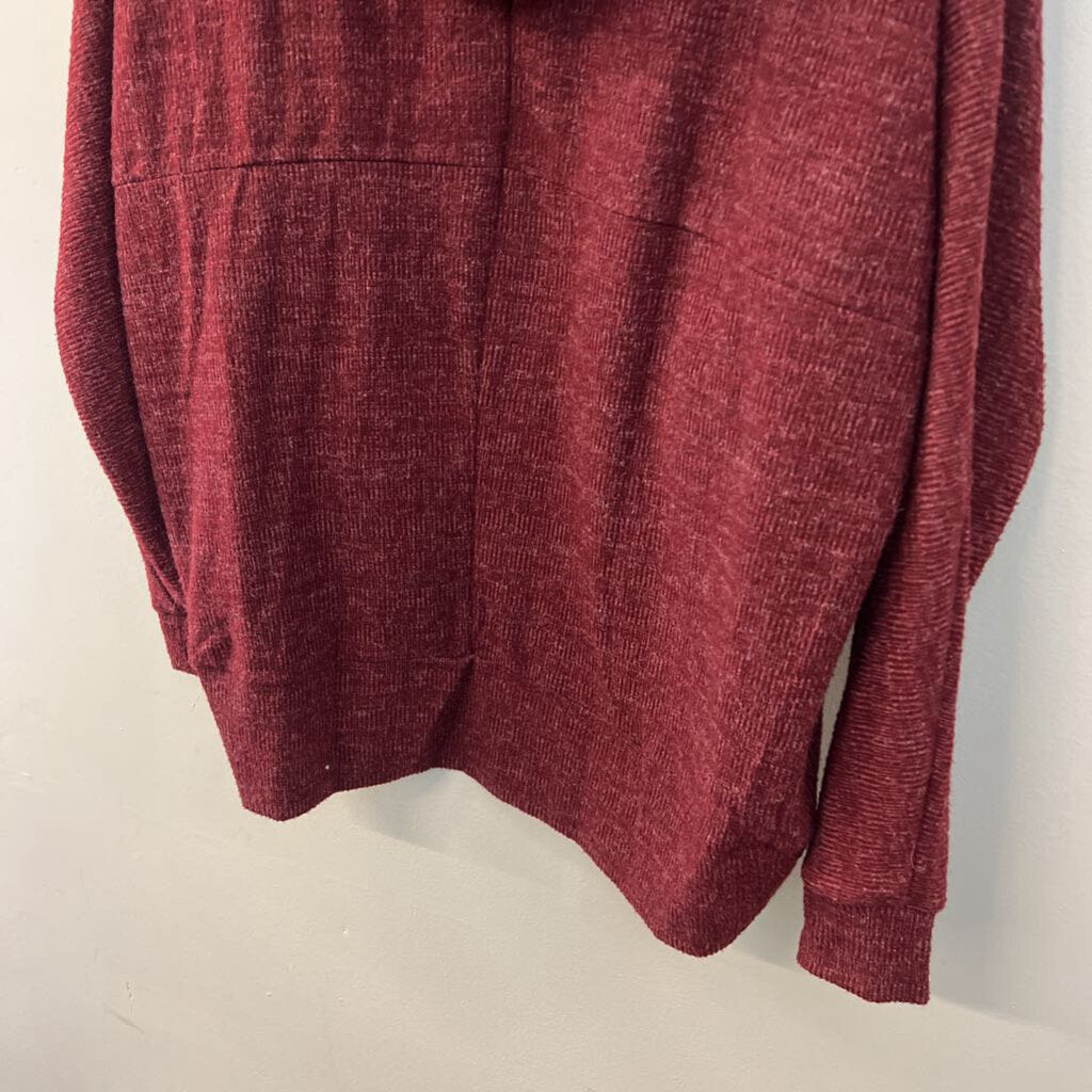 Style Rack Red Soft Open Front Long Sleeve Hooded Top Small