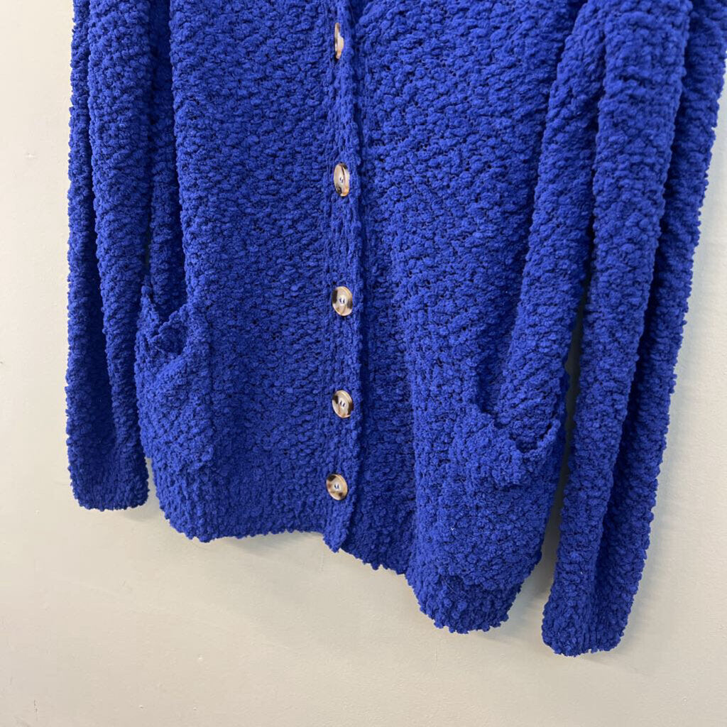 Zenana Blue Knit Long Sleeve Cardigan Sweater Extra Large