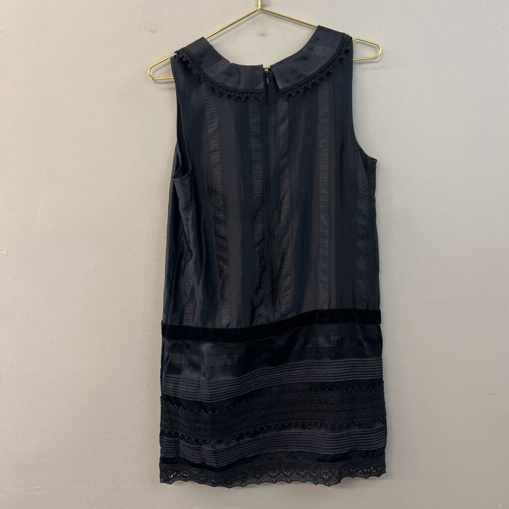 Anna Sui Black Lace Detail Sleeveless Collared Dress Medium