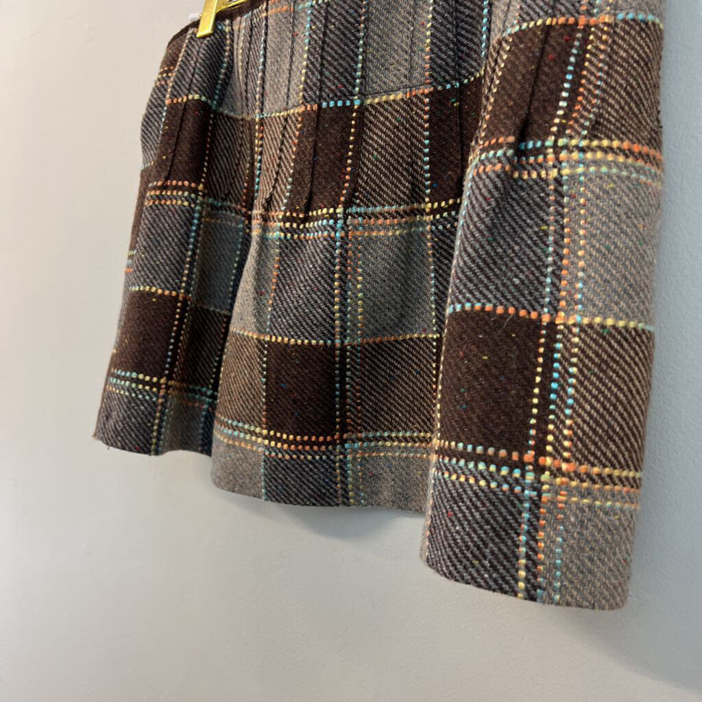 Free People Brown Tweed Plaid Mini Skirt 6