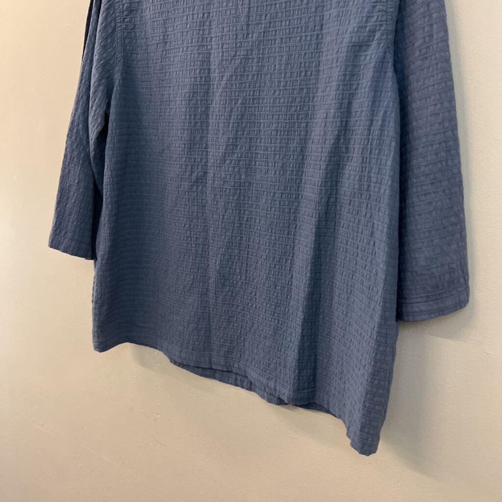 Focus Casual Life Blue Textured Long Sleeve Top Small