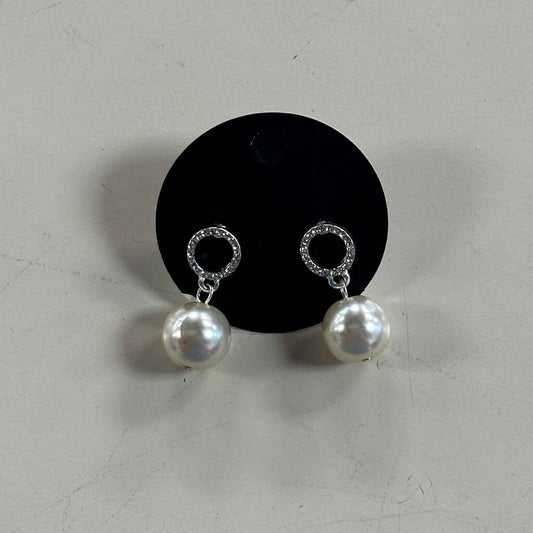 Silver Rhinestone/ Pearl Drop Earrings