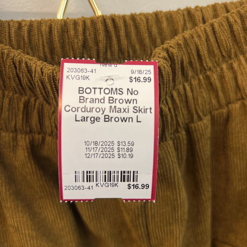 Brown Corduroy Maxi Skirt Large