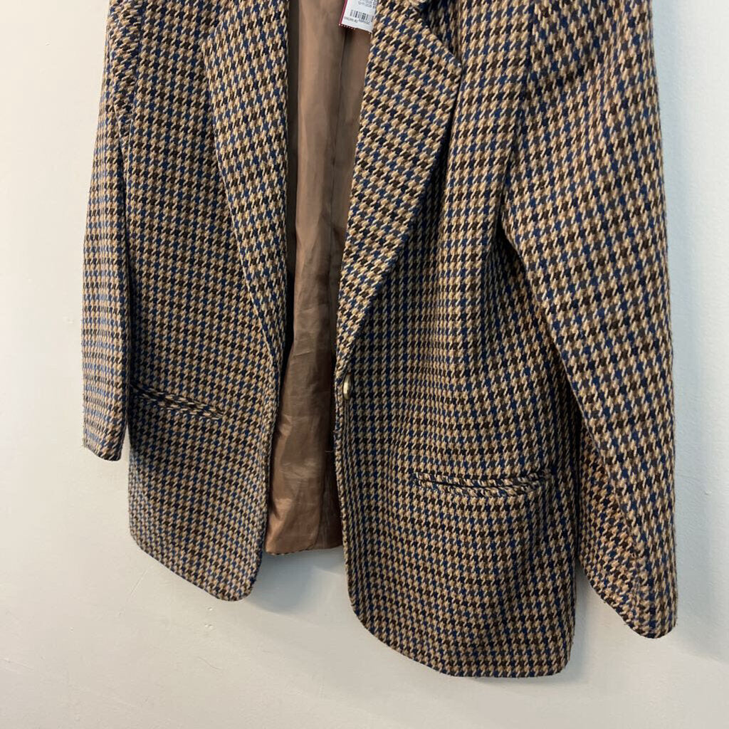 Vintage Sag Harbor Brown Houndstooth Blazer Jacket 8 Petite